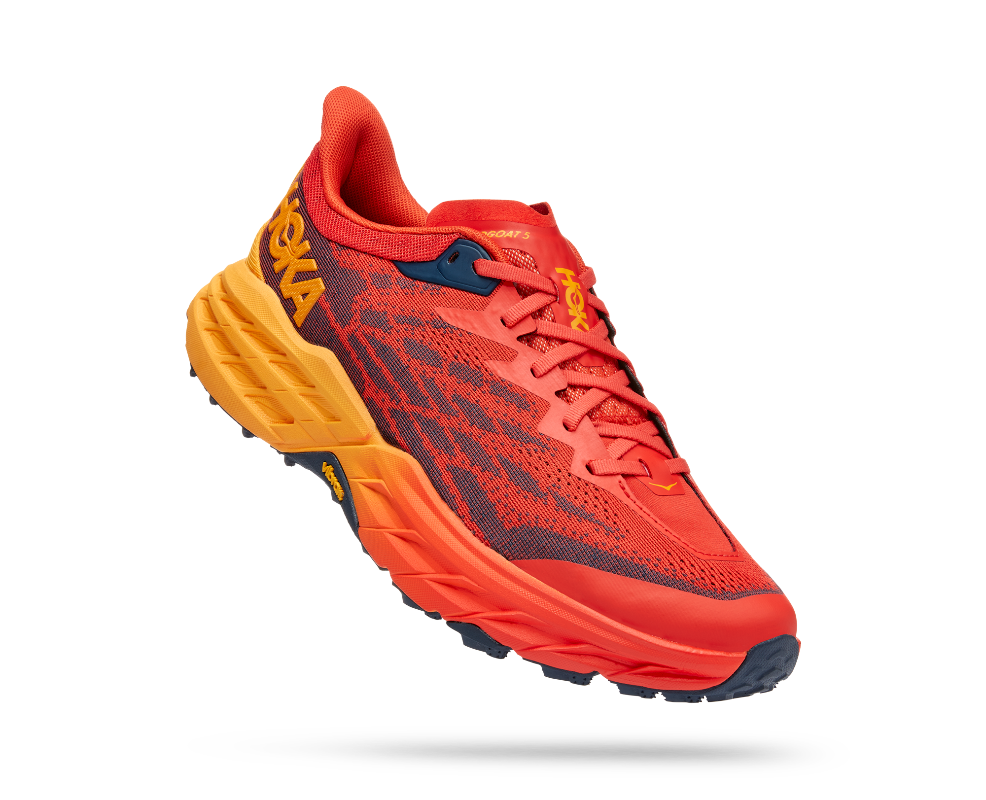 Hoka One One Men\'s Olive Red Yellow Speedgoat 5 Athletic Running Shoes Size 12D Hoka Speedgoat 5 GTX Mens Size 11.5D Fiesta Thyme Athletic  main image 4