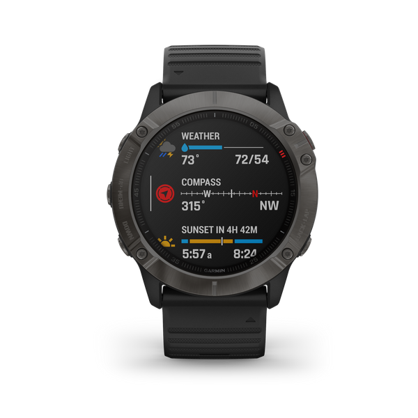 Gaimin fenix 6Xスマートウォッチ fēnix 6X Sapphire Black DLC Leather band | スマートウォッチ