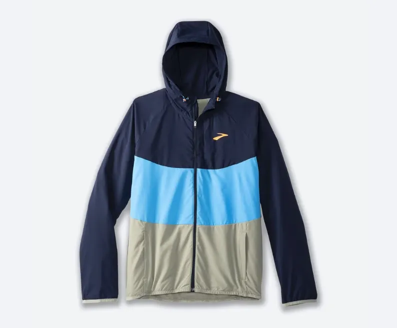 Brooks Men s Canopy Jacket Gray Navy Blue