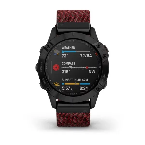 GARMIN FENIX6 SAPPHIRE BLCK BLACK/RED