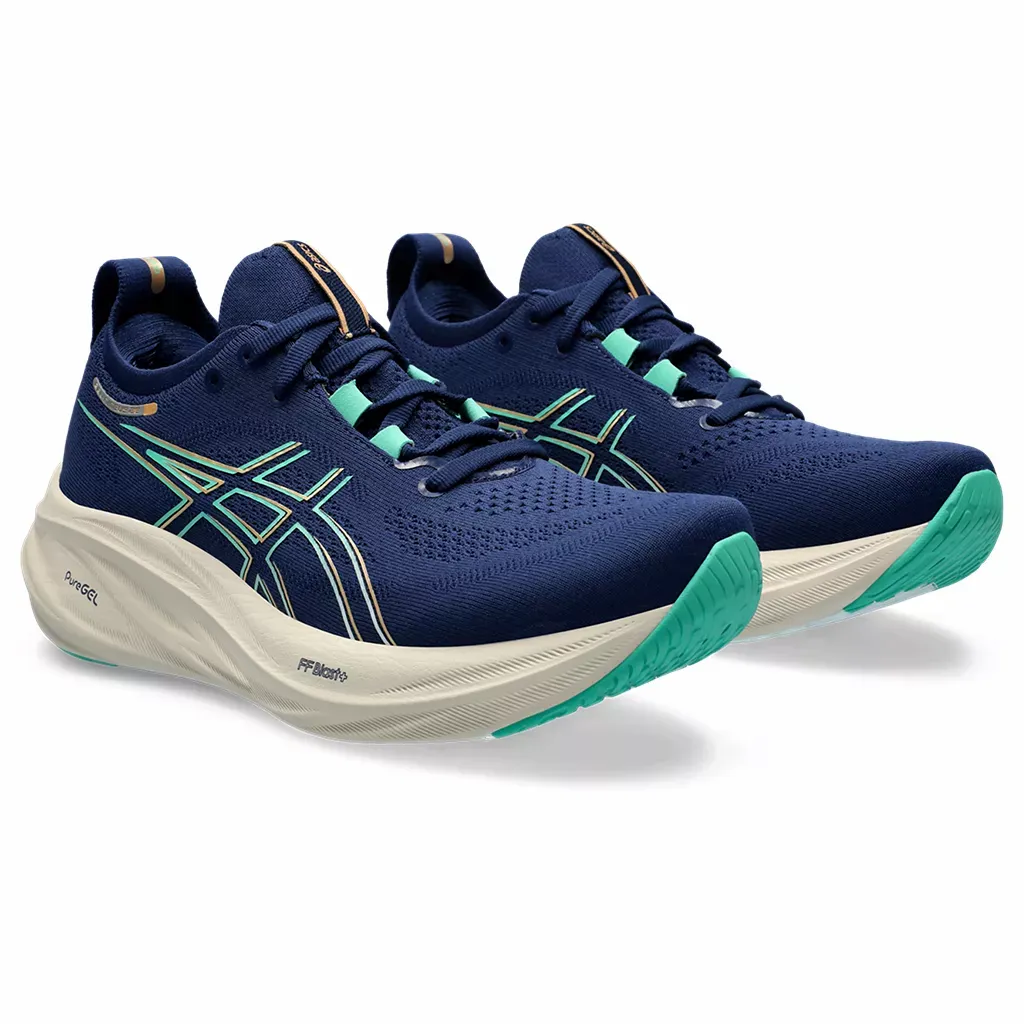 Asics WOMEN'S NIMBUS 26 BLUE EXPANSE/AURORA GREEN